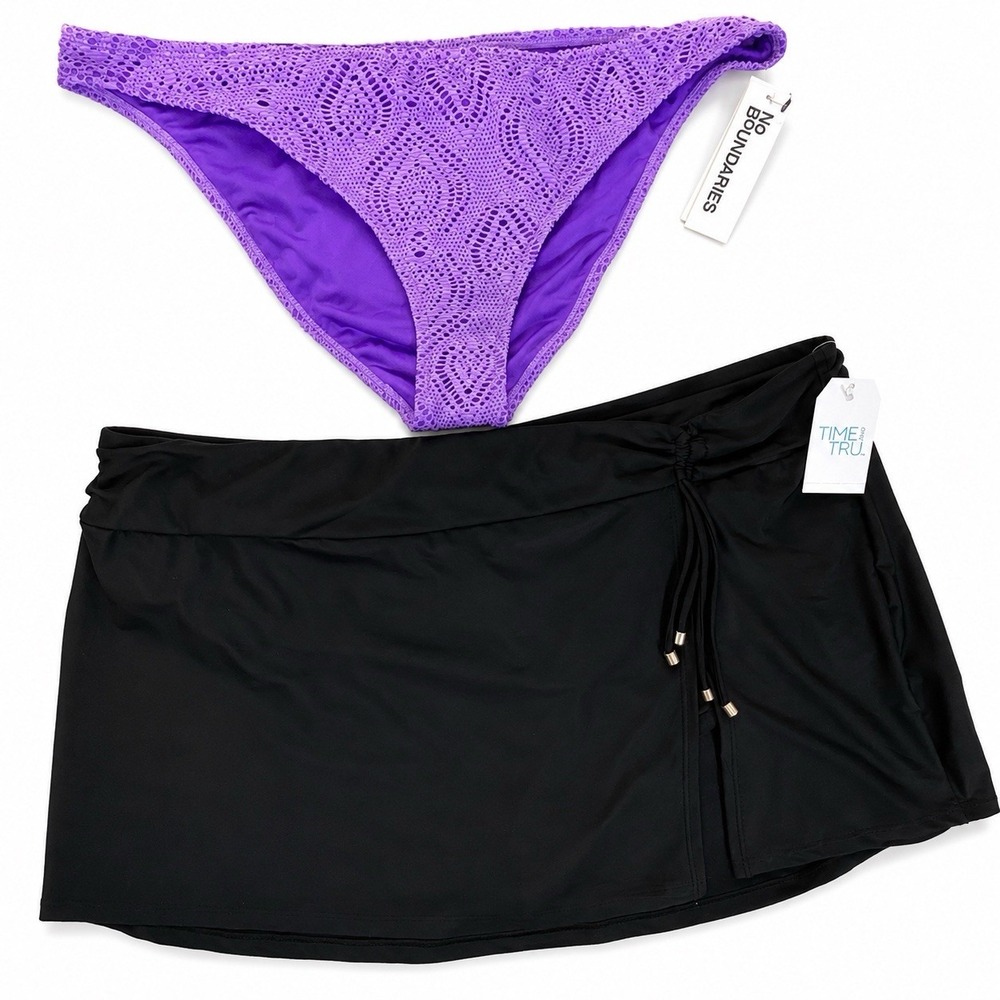 NWT Womens Plus Size Swim Bottoms Lot 2X XXL 20-22W Swim Skirt Bikini